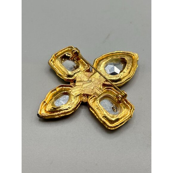 Vtg 80s 90s Colorful Pin Brooch Jeweled Red Green Purple Pink Gold Tone Metal - Picture 6 of 9